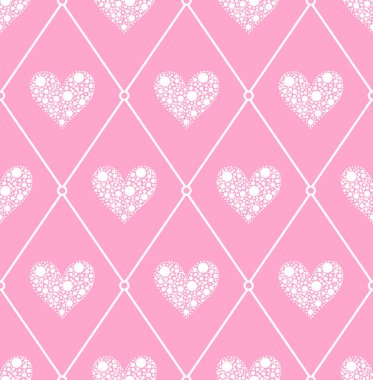 Pembe arka planda beyaz benekli pürüzsüz desen..