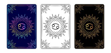 Kanser burclu tarot kartı. Basit satır sanatı tarzı.