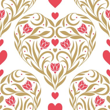 Beyaz arka planda çiçeklerle süslenmiş kusursuz desenler..