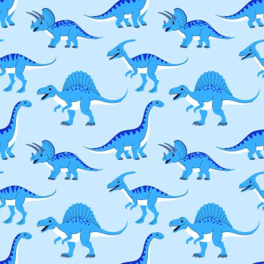 Lşık mavisi arka planda kusursuz mavi dinozor deseni.
