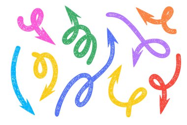 Tebeşir desenli oklar, dinamik döngüler, kıvrımlar ve kıvrımlar. Yaratıcı sunumlar için ideal bilgi ve tasarım ögeleri