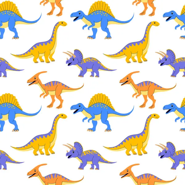 Beyaz arka planda renksiz dinozorların kusursuz deseni.