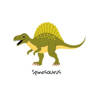 Beyaz arka planda sevimli spinosaurus dinozoru.
