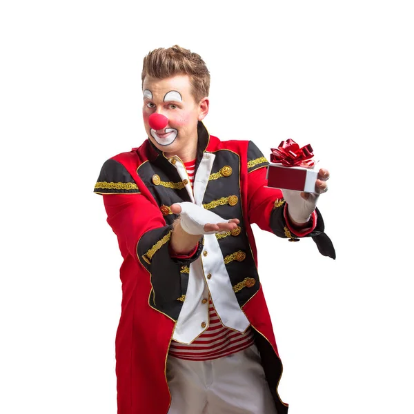 Drôle Clown Expression Joyeuse Souriante Isolé Sur Fond Blanc — Photo