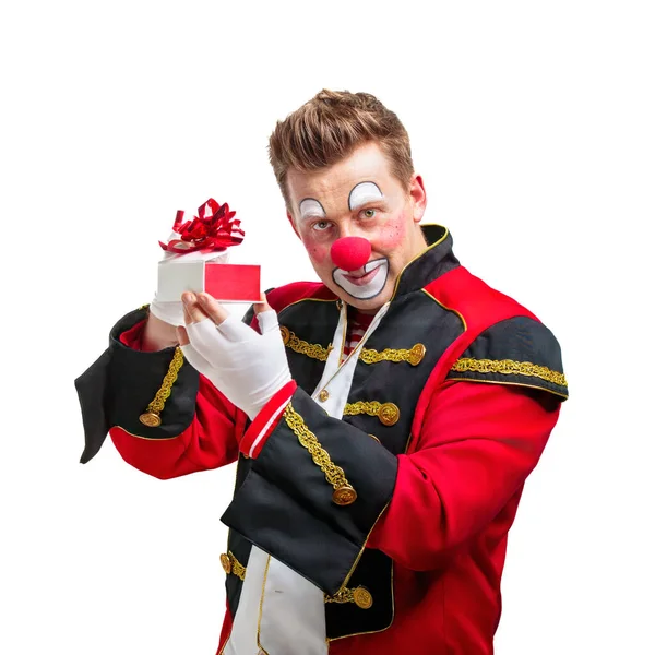 Drôle Clown Expression Joyeuse Souriante Isolé Sur Fond Blanc Photos De Stock Libres De Droits