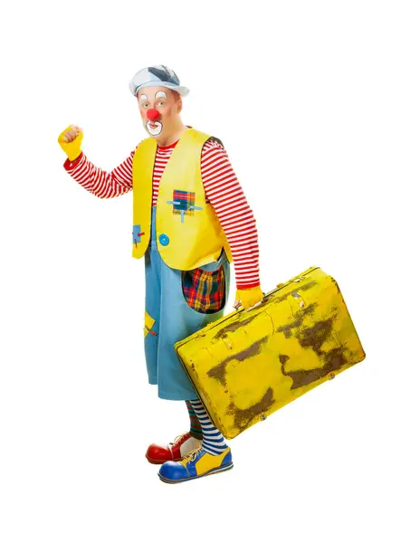 Drôle Clown Expression Joyeuse Souriante Isolé Sur Fond Blanc Photo De Stock