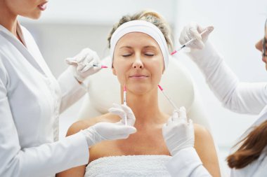 A scene of medical cosmetology treatments botulinum injection. High quality photo