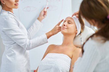 A scene of cosmetology training in a beauty salon. High quality photo