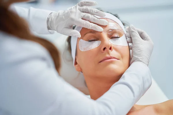 Woman Having Cosmetology Eyebrows Treatment Beauty Salon High Quality Photo — Foto Stock