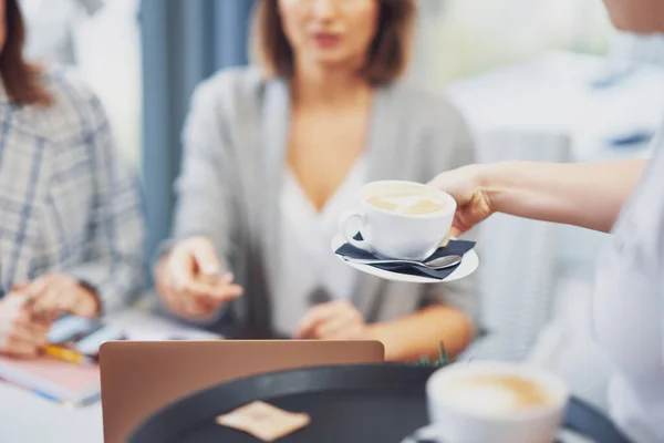 Picture of coffee on business meeting in restaurant. High quality photo