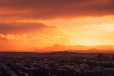 İzlanda 'daki Hallgrimskirkja Reykjavik kulesinden görüntü. Yüksek kalite fotoğraf