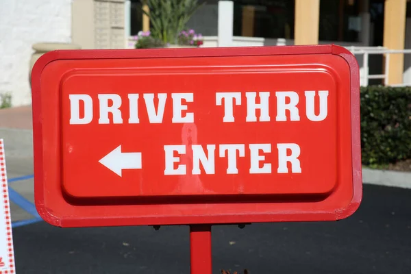 drive thru enter red sign