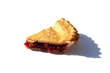 Cherry Pie. Homemade cherry pie. Fresh Baked Cherry Pie. Slice of Cherry Desert. Isolated on white. Room for text. Isolated on white. Fruit pie. Fruit Tart. Desert. Fresh Baked. Home Cooking