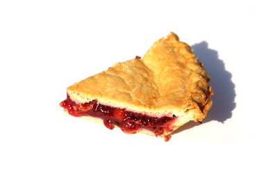 Cherry Pie. Homemade cherry pie. Fresh Baked Cherry Pie. Slice of Cherry Desert. Isolated on white. Room for text. Isolated on white. Fruit pie. Fruit Tart. Desert. Fresh Baked. Home Cooking