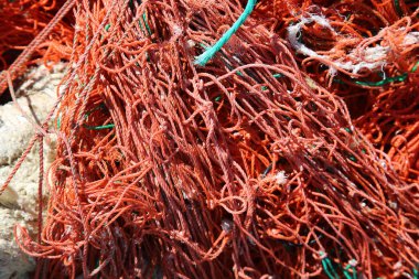 Fishing Net. Backgrounds and Textures. Old Used Fishing Net.