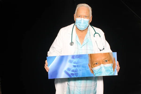 An Friendly Doctor holds a small poster