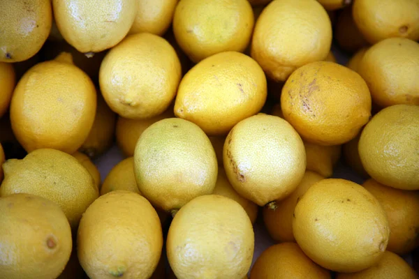 Fresh Ripe Lemons Background Close — Fotografia de Stock