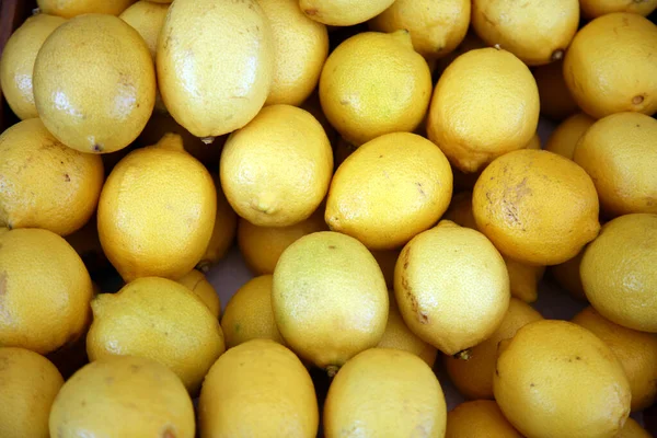 Fresh Ripe Lemons Background Close — Stockfoto