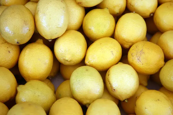 Fresh Ripe Lemons Background Close — Stockfoto