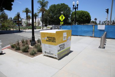 Santa Ana, California / USA - September 23-2020: OFFICIAL BALLOT DROP BOX. California Official Ballot Drop Box placed ready to accept Voting Ballots for the upcoming election 