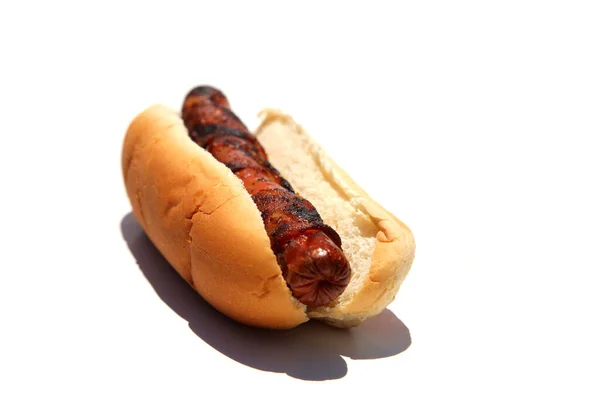 Hot Dog Sausage Isolated White — Stockfoto