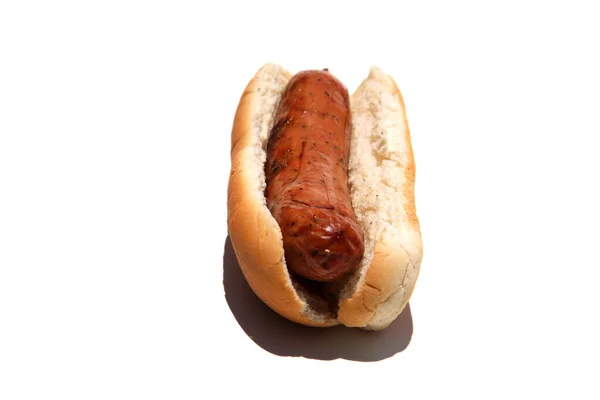 Hot Dog Sausage Isolated White — Foto de Stock