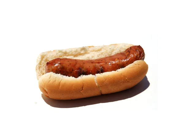 Hot Dog Sausage Isolated White — Stok fotoğraf