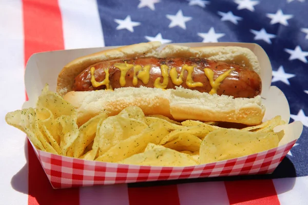 Hot Dog Sausage 4Th July Text — Fotografia de Stock