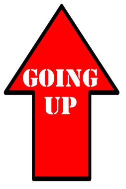 going up text on  arrow isolated on white background  