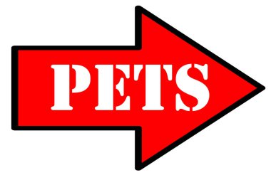 pets text on red arrow isolated on white background 