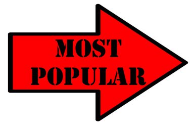 most popular text on  arrow isolated on white background  