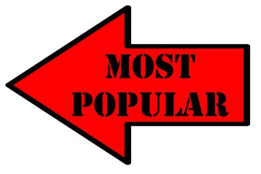 most popular  text on  arrow isolated on white background  