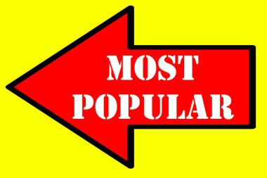 most popular text on  arrow isolated on white background  