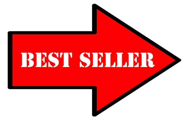 Best Seller Text Red Arrow Isolated White Background — Stock Photo, Image
