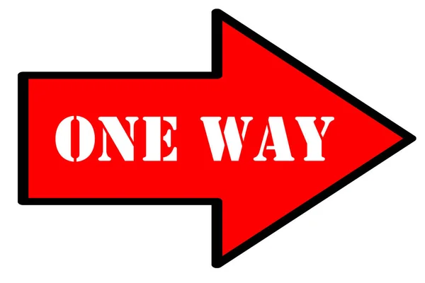 One Way Text Red Arrow Isolated White Background — Stock Photo, Image