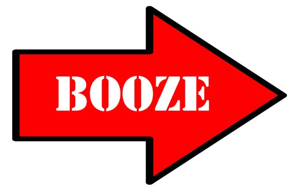Booze Text Red Arrow Isolated White Background — Stock Photo, Image