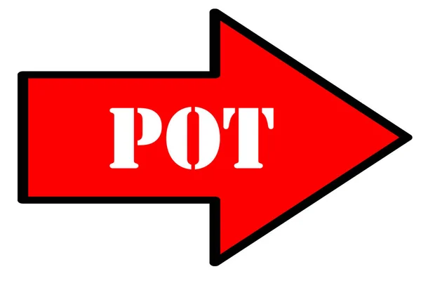 Pot Text Arrow Isolated White Background — Stock Photo, Image