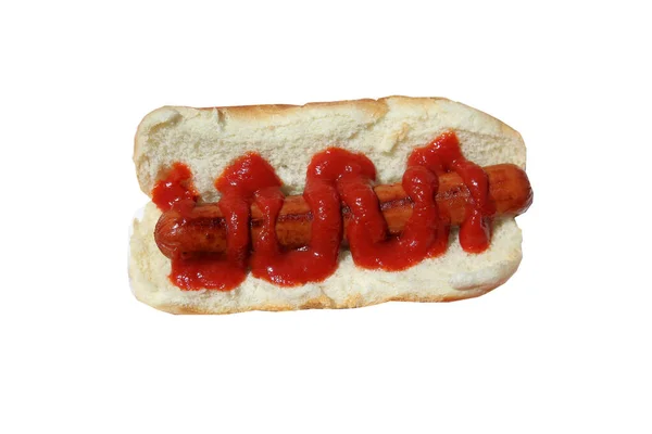 Primo Piano Colpo Hot Dog Isolato Bianco — Foto Stock