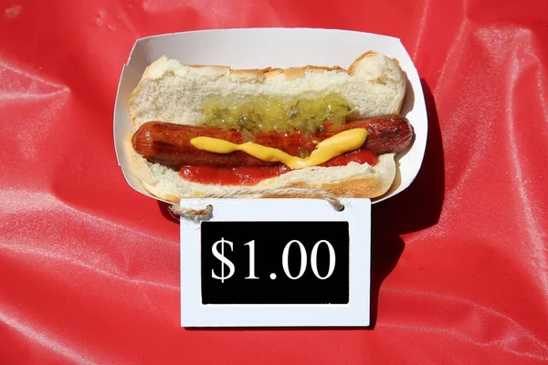 Hot Dog Sausage Box Tag — Zdjęcie stockowe