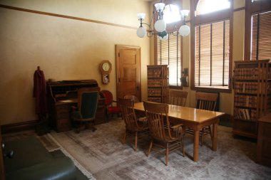 Santa Ana, California USA - 1-19-2022: Santa Ana, Orange County California, Courthouse built in 1889. Court Room and Offices. Preserved as a Museum for tourist and visitors.