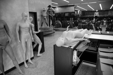 Mannequins. Naked Mannequins in a clothing store.  mannequins without clothes in a shop. Naked plastic dummies  in a store.