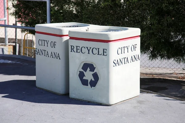 Trash Cans. City of Santa Ana public trash cans. Trash can. Recycle bin. Garbage Can. no littering. recycle your trash.