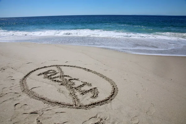 Russia Written Sand Beach Message Handwritten Smooth Sand Beach — Stock fotografie