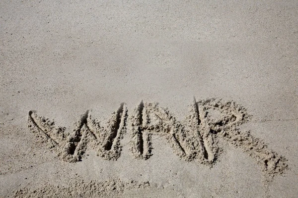 War Written Sand Beach Message Handwritten Smooth Sand Beach — Photo