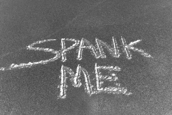 Spank Written Sand Beach Message Handwritten Smooth Sand Beach — Fotografia de Stock