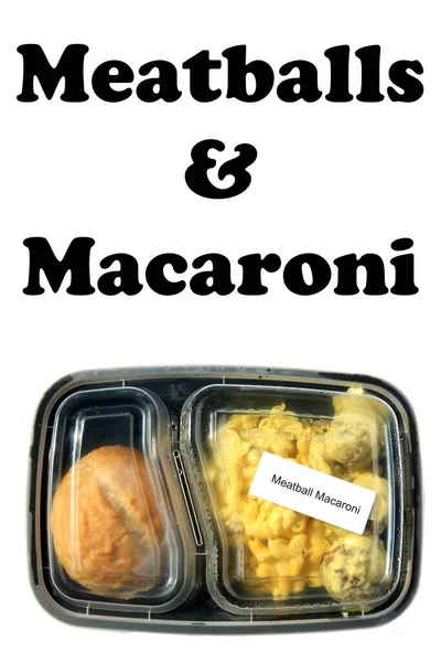 Frikadellen Und Makkaroni Restaurant Food Essensausgabe Mittagessen Abendessen Verpacktes Essen — Stockfoto
