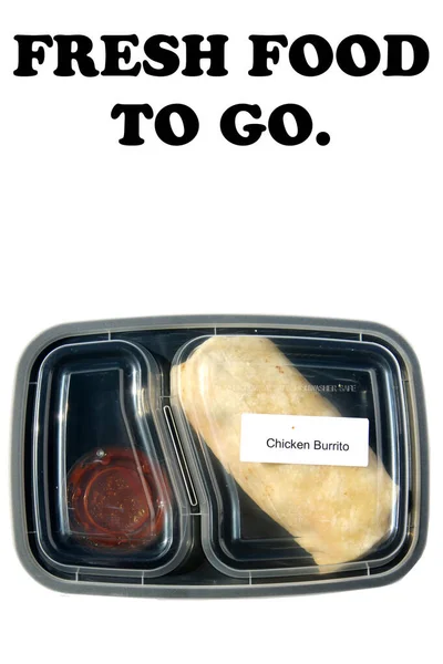 Taze Yiyecek Tavuk Dürüm Restoran Yemeği Paket Yemek Teslimatı Öğle — Stok fotoğraf