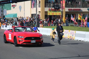 Westminster, California - USA - January 22, 2023: The Tet Parade to celebrate the Lunar New Year in Little Saigon. The Tet Parade features floats, marching bands, lion dances, color guards, and more.