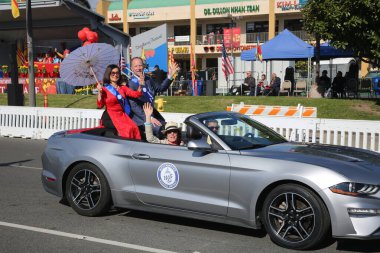 Westminster, California - USA - January 22, 2023: The Tet Parade to celebrate the Lunar New Year in Little Saigon. The Tet Parade features floats, marching bands, lion dances, color guards, and more.