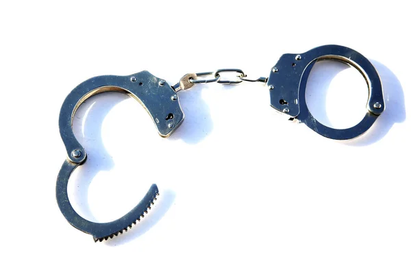Handcuffs Chain Isolated White Background — Stock Photo, Image